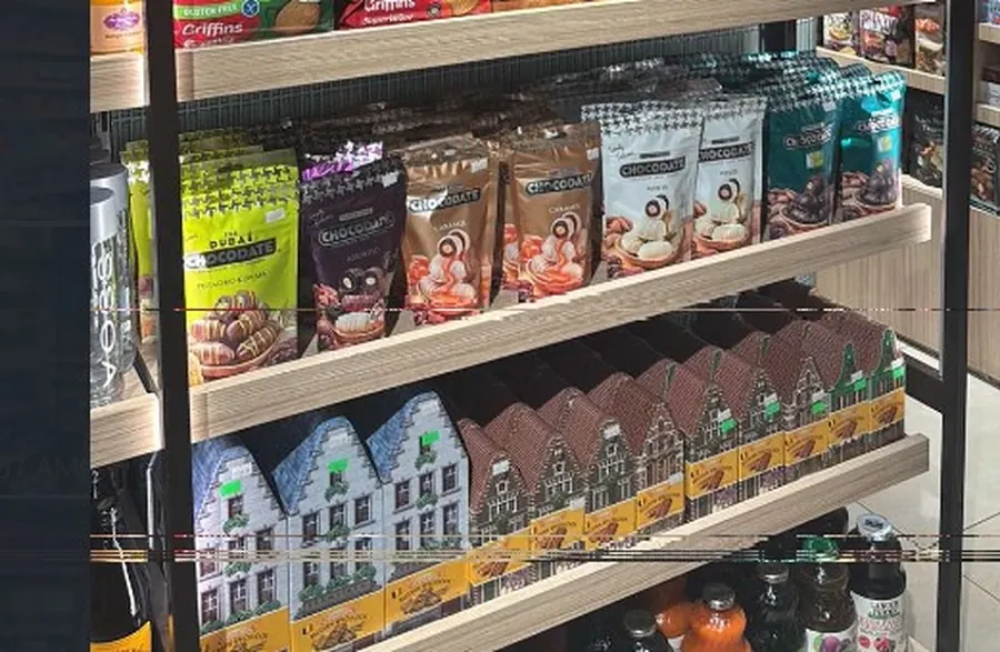 Seasonal chocolate and gifting lines featured on a rotating confectionery shelf.